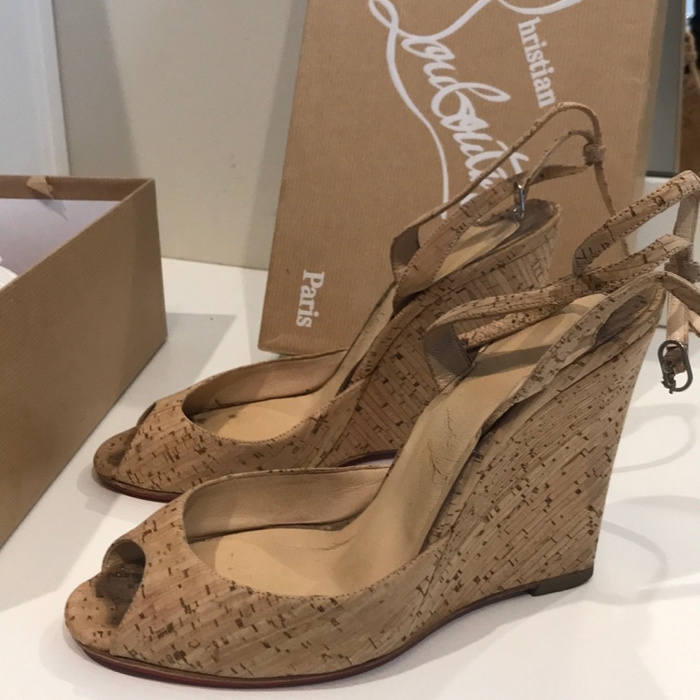 Christian louboutin cork wedges